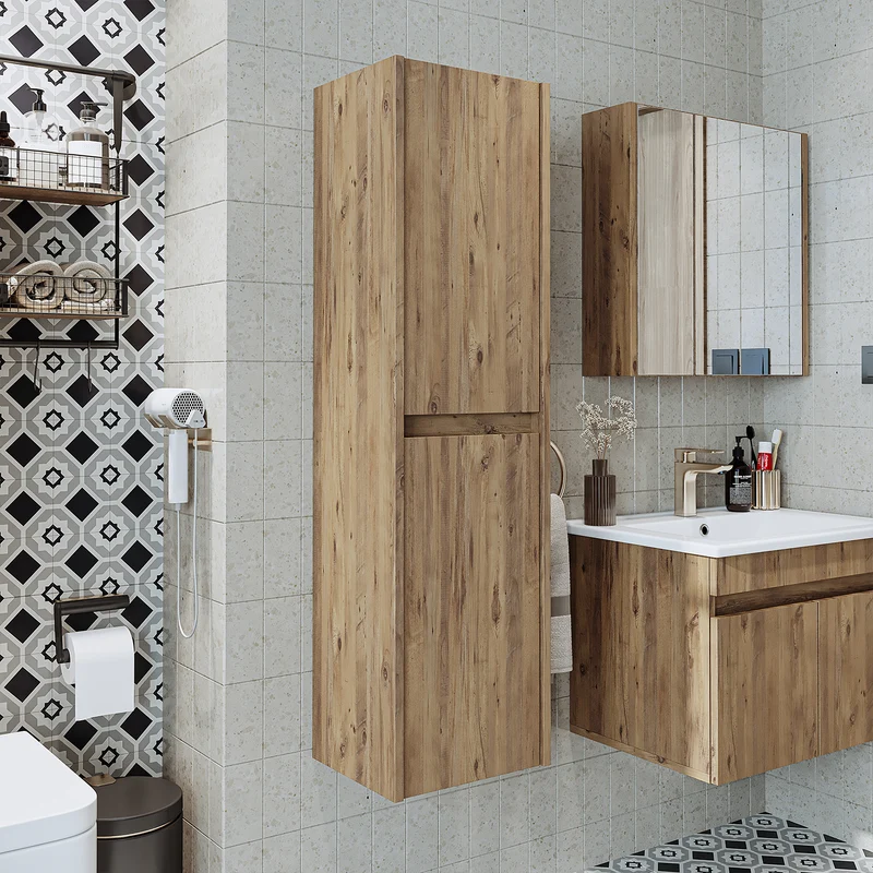 Roomart 4-teiliges Badmöbel-Set ATRIA, 65 cm, mit Spiegelschrank und Hochschrank, in 4 Farben