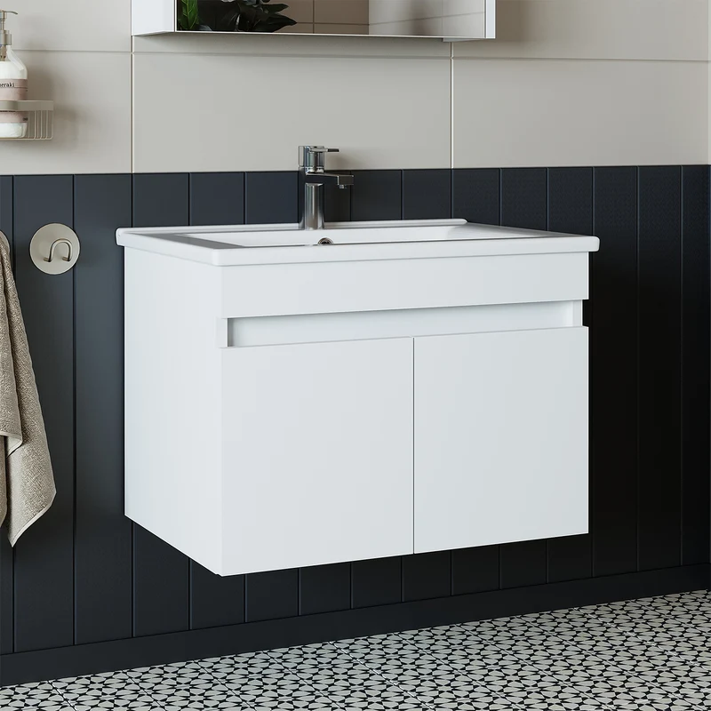 Roomart 4-teiliges Badmöbel-Set ATRIA, 65 cm, mit Spiegelschrank und Hochschrank, in 4 Farben