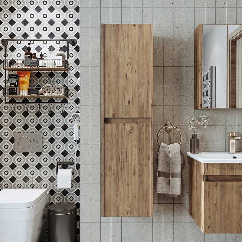 Roomart 4-teiliges Badmöbel-Set ATRIA, 65 cm, mit Spiegelschrank und Hochschrank, in 4 Farben