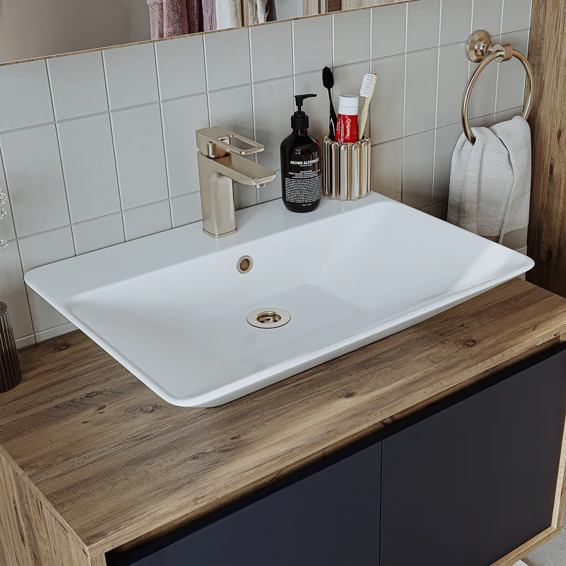 Roomart 4-teiliges Badmöbel-Set ATLANTIC, 85 cm, mit Spiegelschrank und Hochschrank, in 5 Farben