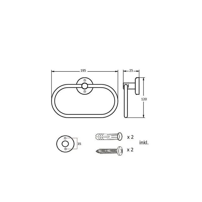 Haceka - Handtuchring Standard aus Metall, verchromt glänzend