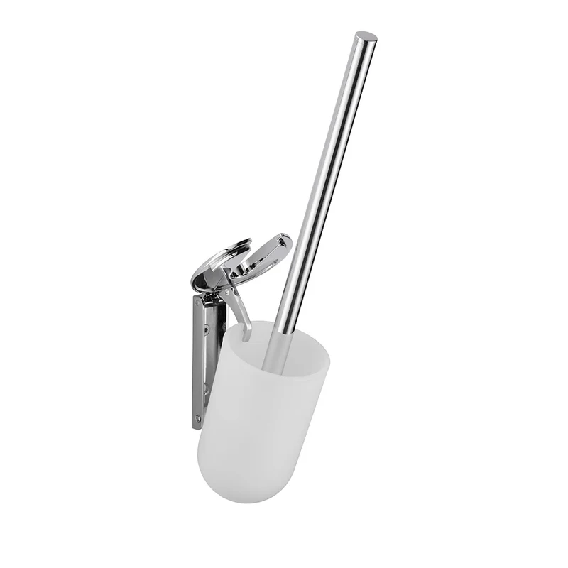 Toilettenbürstengarnitur mit Deckel, kippbarer WC-Bürstenhalter mit Kunststoffbehälter, weiß, Art.Nr. 900 2205 010
