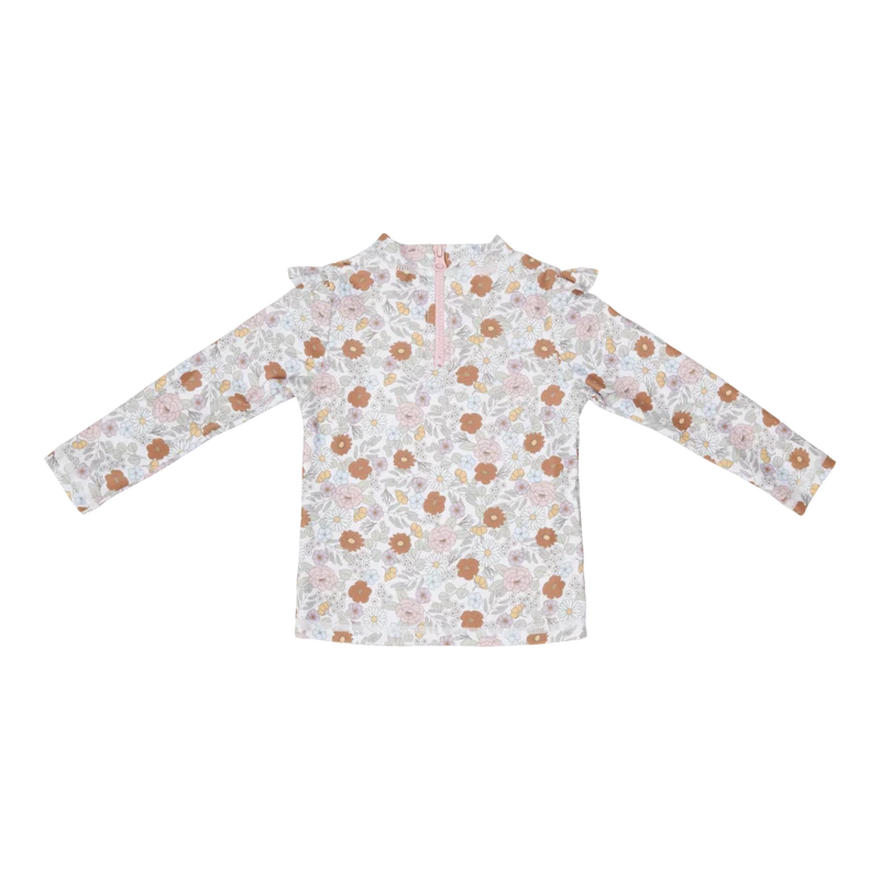 Langärmeliger Bade T-shirt mit Rüschen Vintage Little Flowers Little Dutch