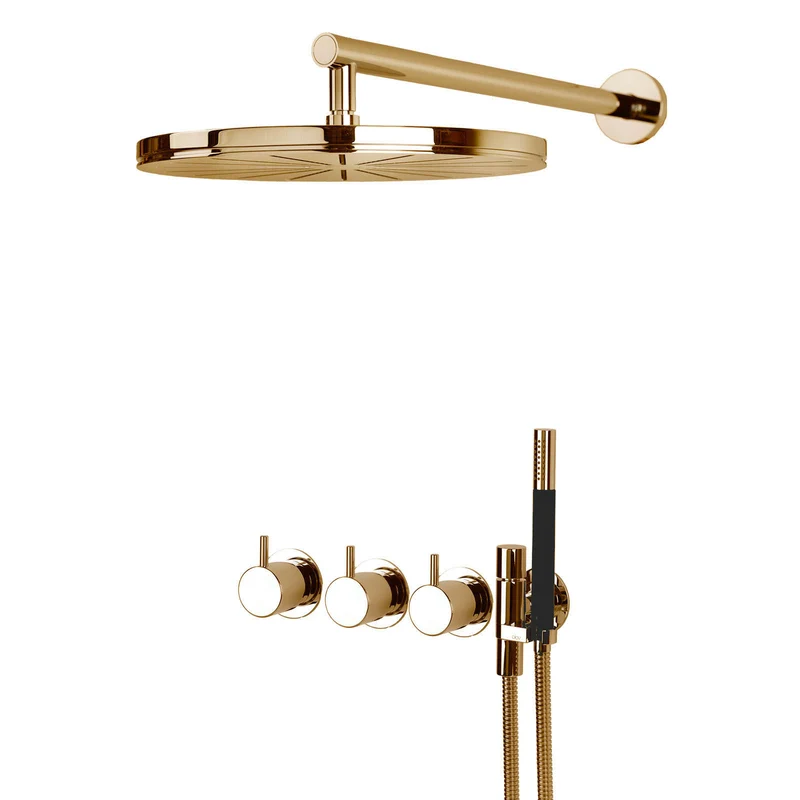Vola Thermostat-Regendusche mit Stabhandbrause 5471R-061