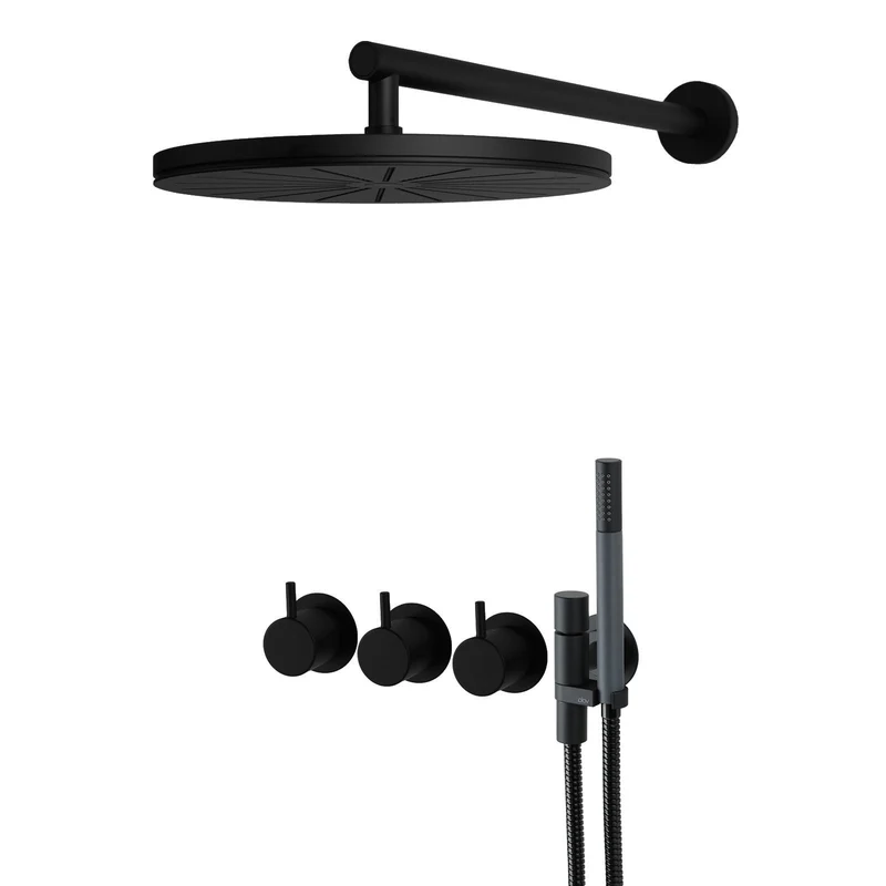 Vola Thermostat-Regendusche mit Stabhandbrause 5471R-061