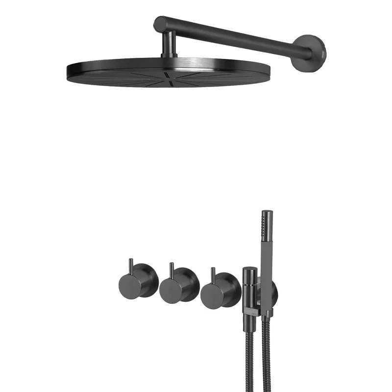 Vola Thermostat-Regendusche mit Stabhandbrause 5471R-061