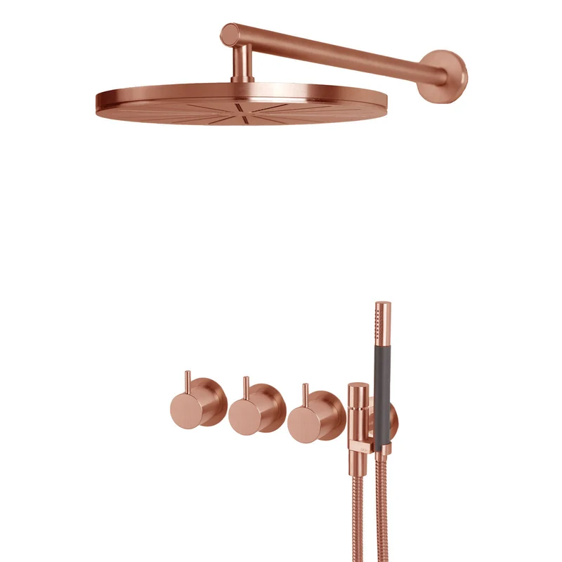 Vola Thermostat-Regendusche mit Stabhandbrause 5471R-061