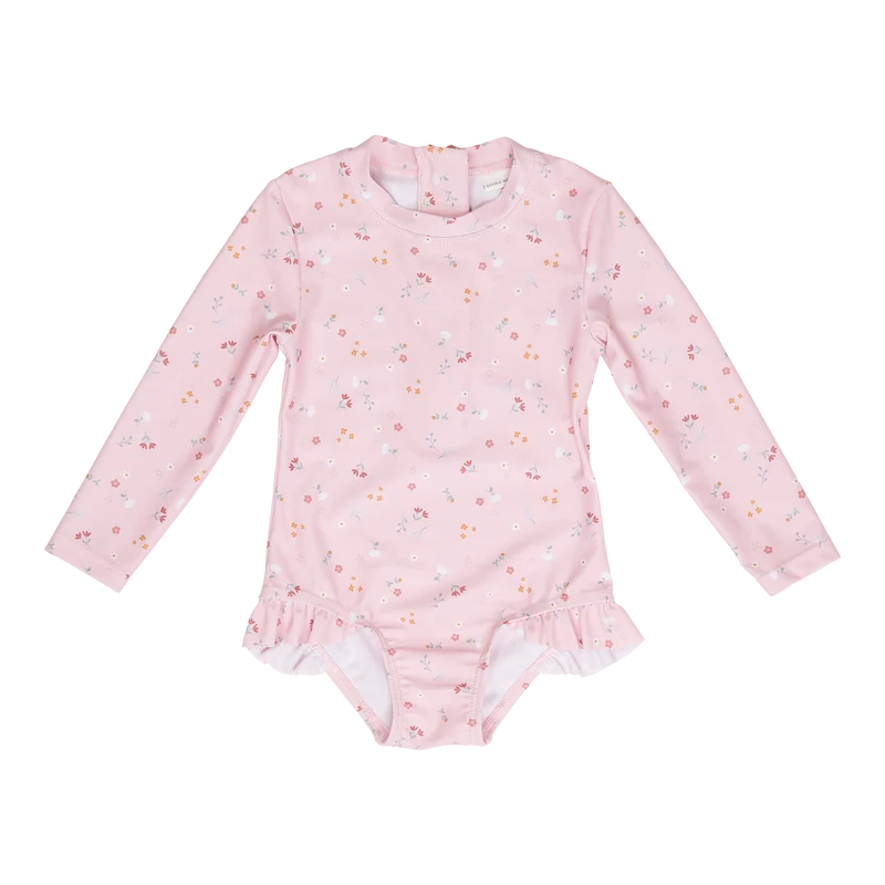 Badeanzug Langarm mit Rüschen Litte Pink Flowers Little Dutch