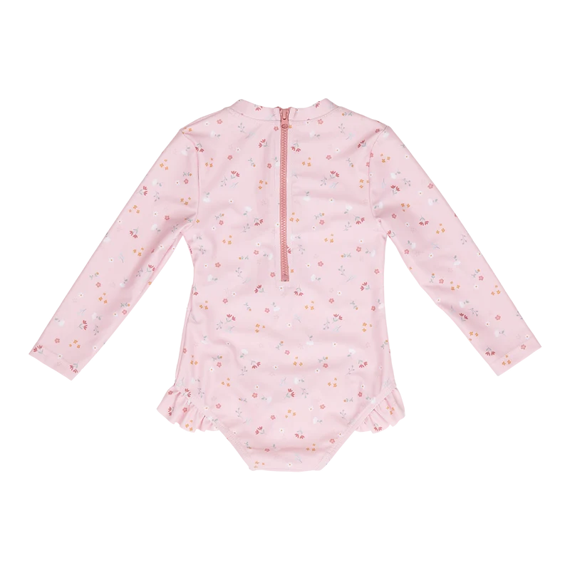 Badeanzug Langarm mit Rüschen Litte Pink Flowers Little Dutch