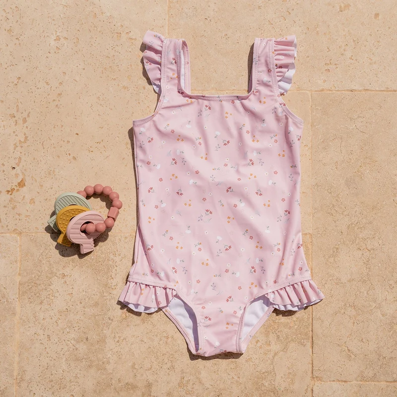Badeanzug mit Rüschen Litte Pink Flowers Little Dutch
