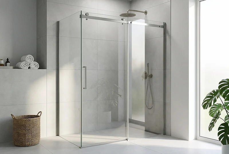 XXL Großraumdusche Schiebetür mit Seitenwand für die Ecke, 8 mm ESG-Glas, EasyCare, 200 cm hoch