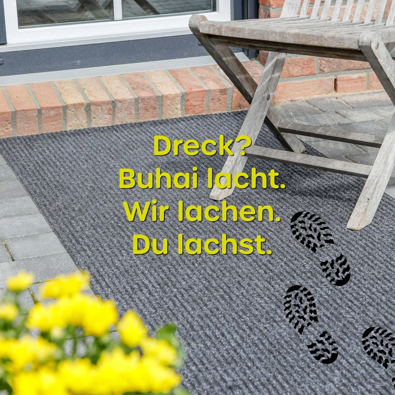 Wetterfester & rutschfester Läufer "Buhai" schwarz & grau für alle Wohnbereiche