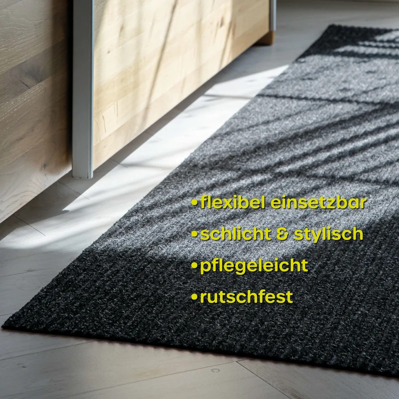 Wetterfester & rutschfester Läufer "Buhai" schwarz & grau für alle Wohnbereiche