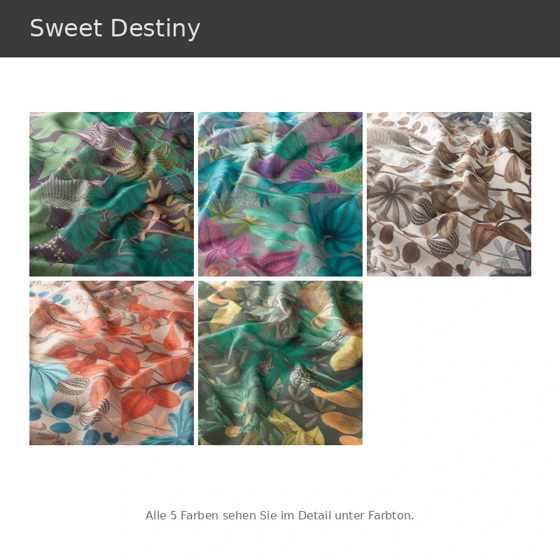 Sweet Destiny – Design Vorhang nach Maß mit großflächigem Blumen- und Blattdesign