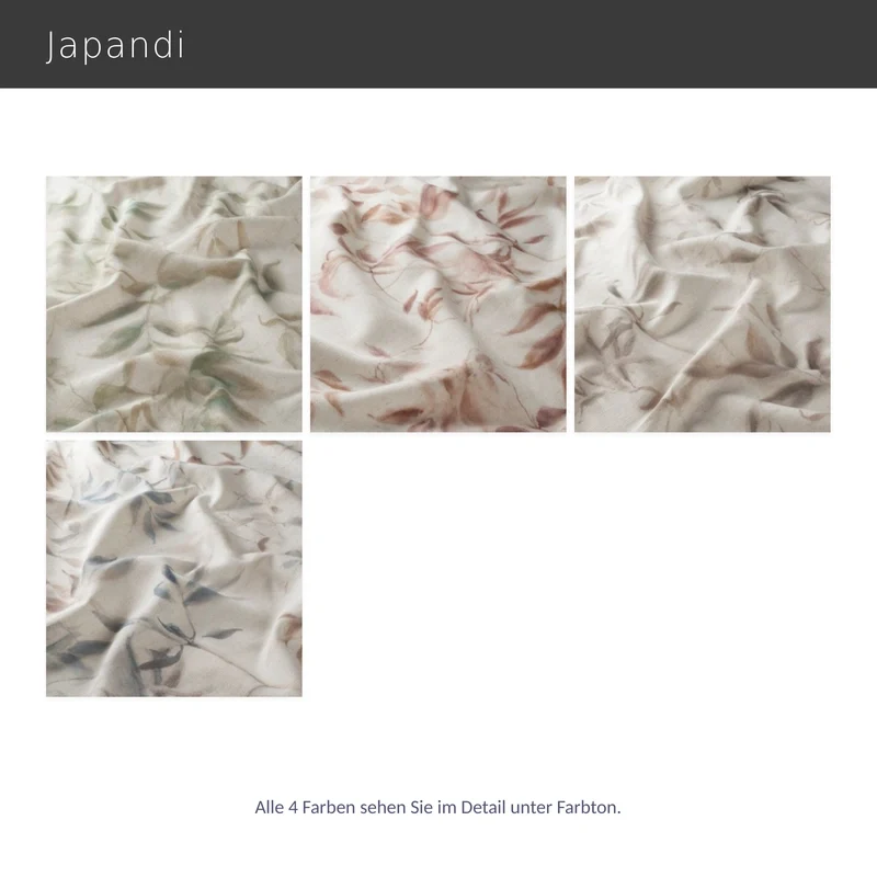 Japandi – halbtransparenter Vorhang nach Maß mit modernem Blattmuster und Leinenanteil