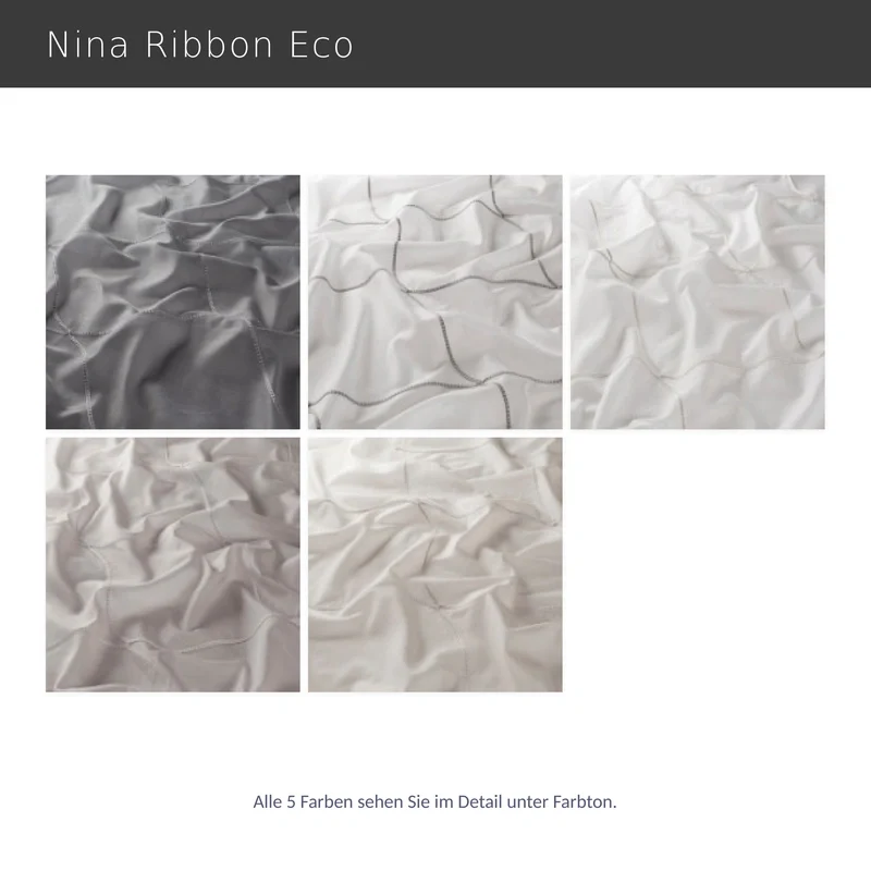 Nina Ribbon – halbtransparente Gardine nach Maß mit grafischer Stickerei Muster Landhaus