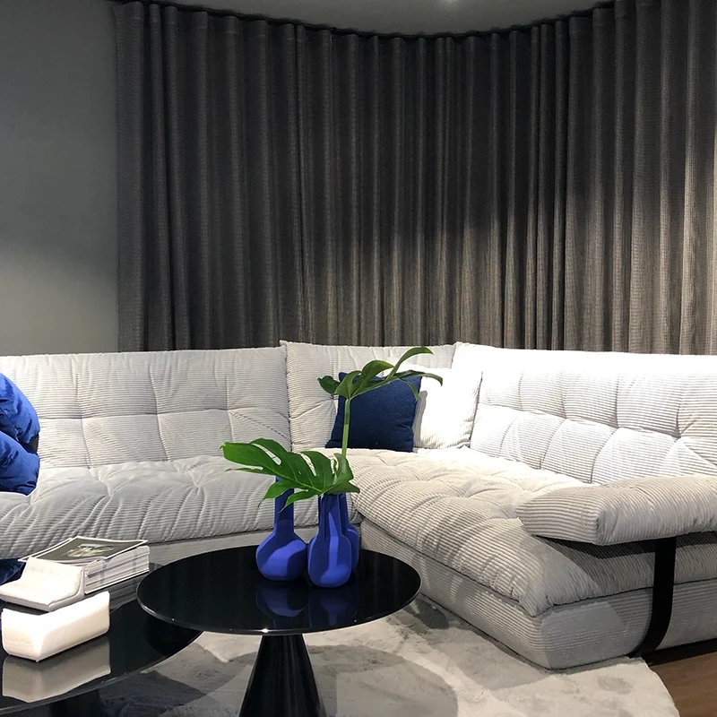 Knit – eleganter Design-Vorhang nach Maß in moderner Netzoptik Architektur halbtransparent