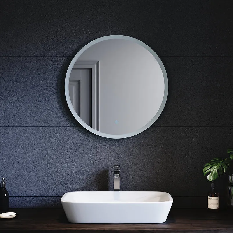 SONNI Badspiegel mit Beleuchtung Rund 60 cm Beschlagfrei Runder Badspiegel mit LED-Beleuchtung LED Badspiegel Rund mit Touch Schalter Wandspiegel Kaltweiß 6400K