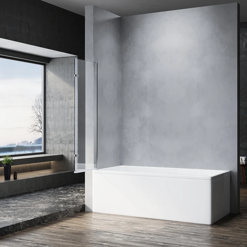 SONNI Duschwand für badewanne 100x130cm Duschwand Glas 6mm Nano Glas 2-Teilig Duschwand Badewanne Faltbar Badewannenaufsatz Duschabtrennung