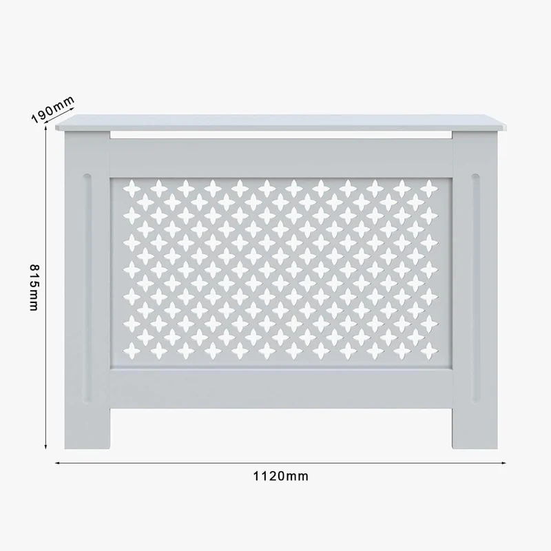 SONNI Heizkörperverkleidung Abdeckung Heizungsverkleidung weiß mit Kreuzgitter für Wohnzimmer Flur Diele B1120 x T190 x H815 mm