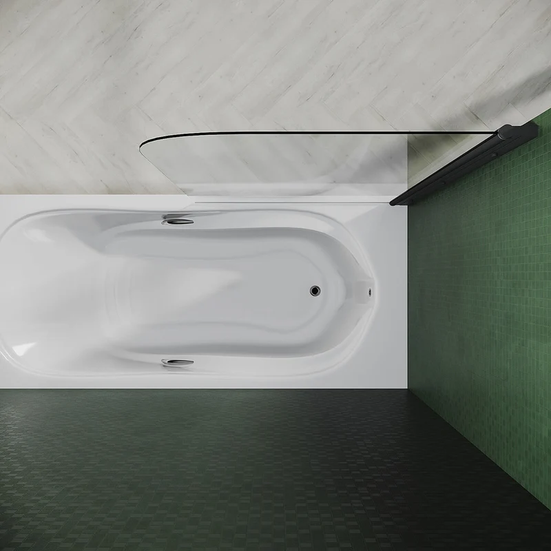 SONNI Duschwand für Badewanne Schwarz NANO-GLAS Badewannenaufsatz faltbar 80x140 cm(BxH) Duschabtrennung Badewanne