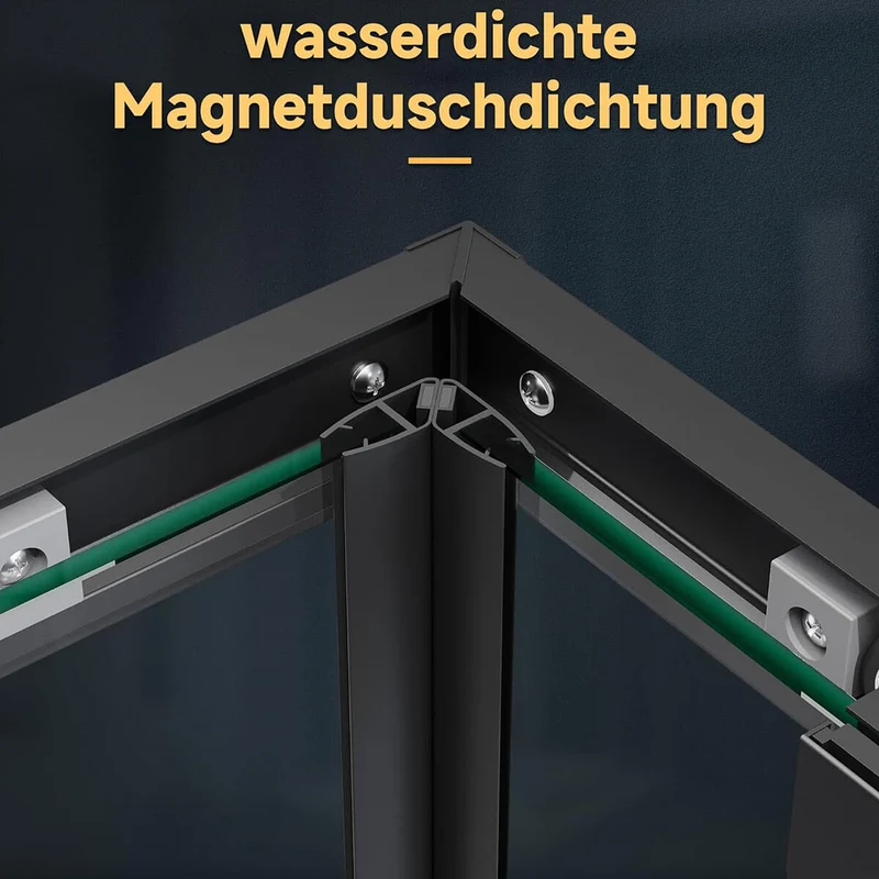 SONNI Eckeinstieg Duschkabine Schwarz Duschtür Sicherheitsglas Duschabtrennung Schiebetür Eckdusche