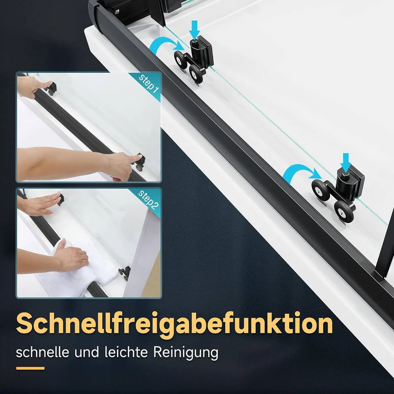 SONNI Eckeinstieg Duschkabine Schwarz Duschtür Sicherheitsglas Duschabtrennung Schiebetür Eckdusche