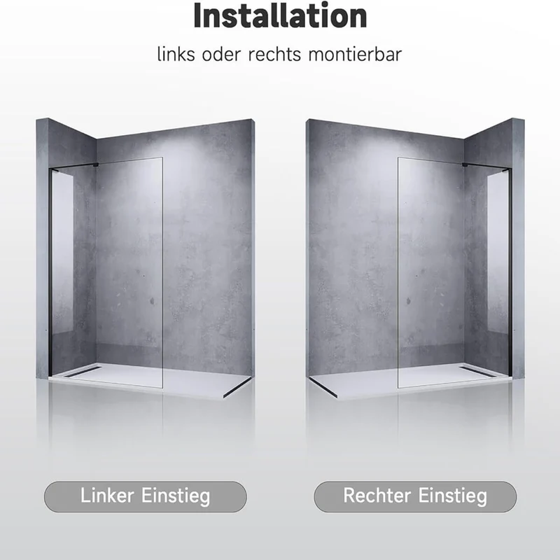 SONNI Duschwand Glas 90-120 x 200cm Schwarz mit NANO Glas Sicherheitsfolie Duschtrennwand Glas Walk In Glaswand Dusche