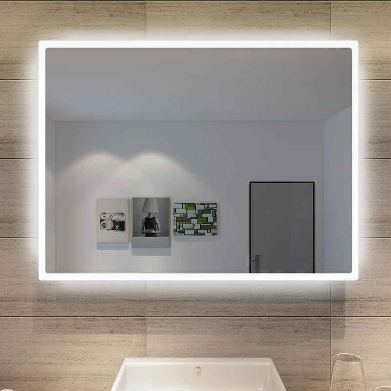 SONNI Badezimmer LED Spiegel Badspiegel mit Beleuchtung Wandschalter 80Lx60Bcm kaltweiß IP44 energiesparend