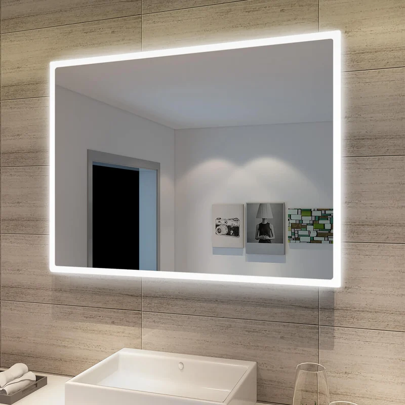 SONNI Badezimmer LED Spiegel Badspiegel mit Beleuchtung Wandschalter 80Lx60Bcm kaltweiß IP44 energiesparend