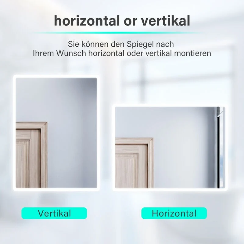 SONNI Badezimmer LED Spiegel Badspiegel mit Beleuchtung Wandschalter 80Lx60Bcm kaltweiß IP44 energiesparend