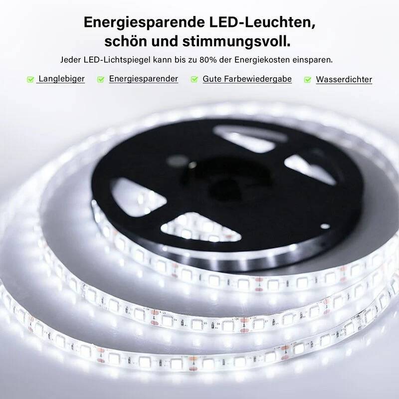 SONNI Badezimmer LED Spiegel Badspiegel mit Beleuchtung Wandschalter 80Lx60Bcm kaltweiß IP44 energiesparend