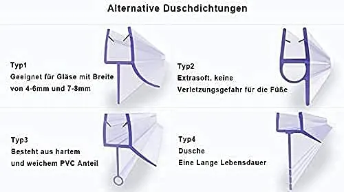 SONNI Duschdichtung Ersatzdichtung Wasserabweiser Dichtprofil Seal Serie