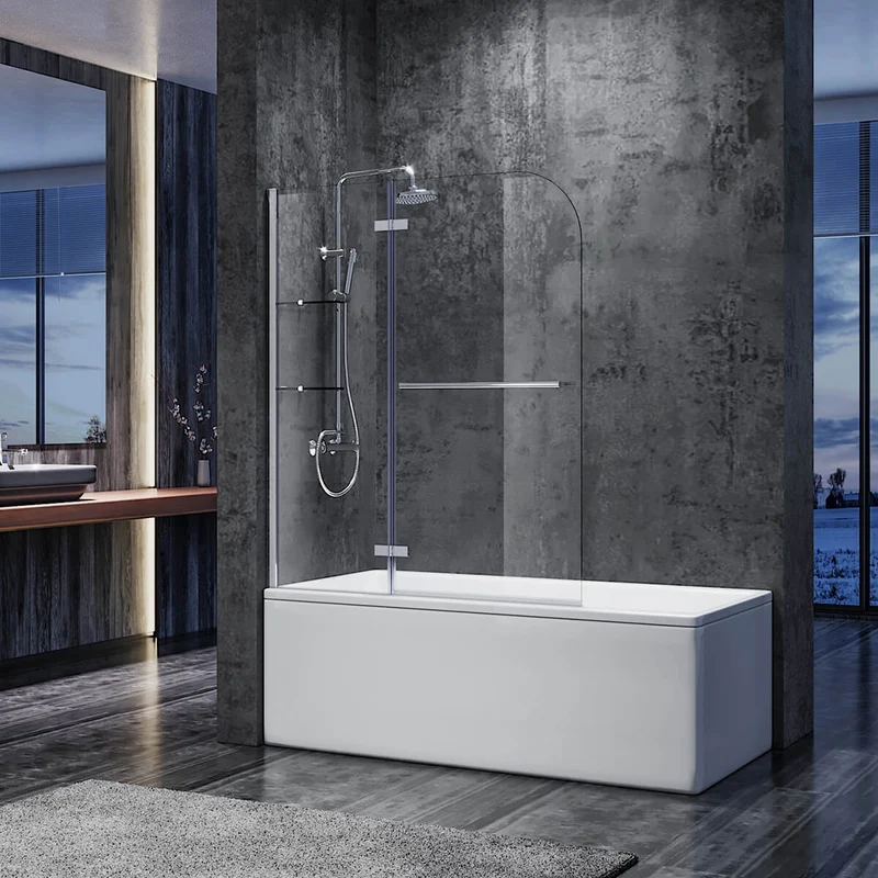 SONNI Badewannenaufsatz 2teilig Duschwand mit Seitenteil für Badewanne Duschkabine New