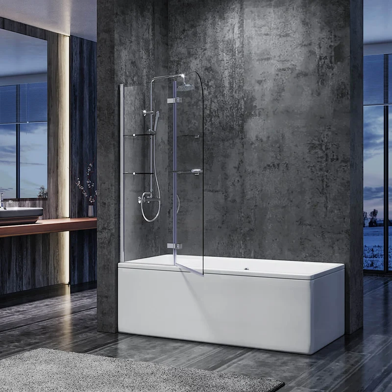 SONNI Badewannenaufsatz 2teilig Duschwand mit Seitenteil für Badewanne Duschkabine New