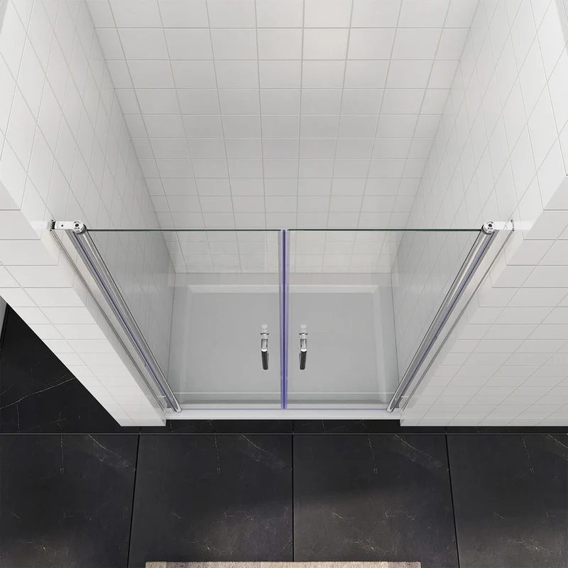 SONNI Dusche Nischentür Doppel Pendeltür Schwingtür Rahmenlos ESG Glas 80-120cm Höhe 195cm