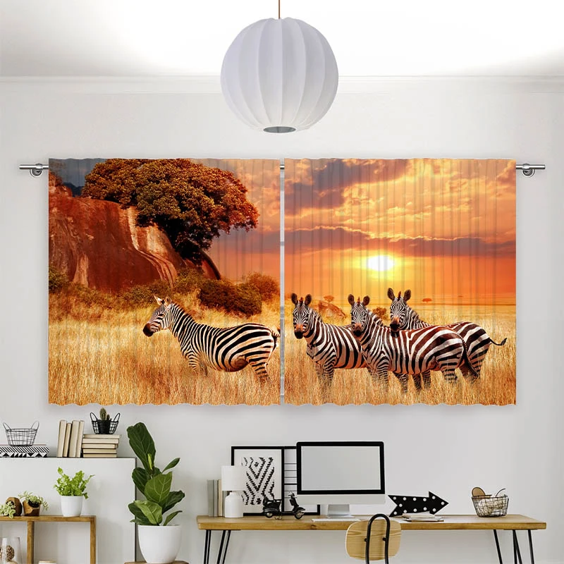 Vorhang Motiv "Zebras in Afrikas Savanne"