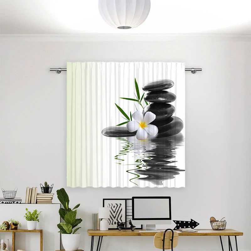 Vorhang Motiv "Frangipani Steinturm Wasser"