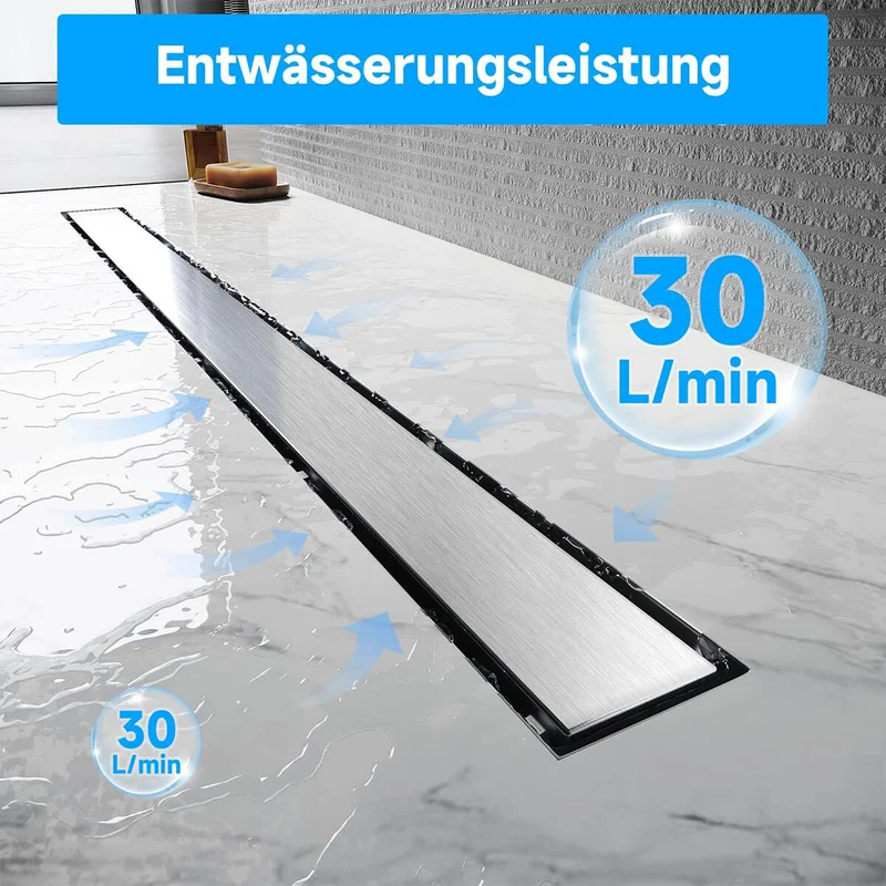 SONNI Duschrinne 110 cm Ablauf 360° Drehbar Duschrinne Extra Flach mit Geruchsstop und Haarsieb 2 in 1 Edelstahl Ablaufrinne Dusche befliesbar