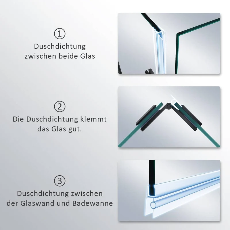 SONNI Duschwand für Badewanne Schwarz NANO-GLAS Badewannenaufsatz 2-teilig faltbar 120x140 cm(BxH) Duschabtrennung Badewanne