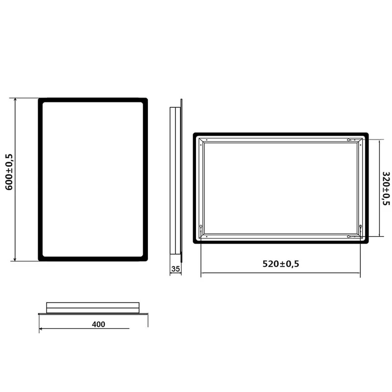 SONNI Badspiegel mit Beleuchtung 60x40 cm LED Badspiegel Wandschalter Badezimmerspiegel Wandspiegel Lichtspiegel IP44