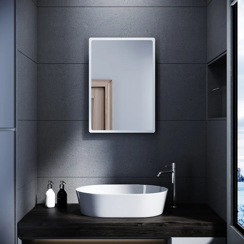 SONNI Badspiegel mit Beleuchtung 60x40 cm LED Badspiegel Wandschalter Badezimmerspiegel Wandspiegel Lichtspiegel IP44