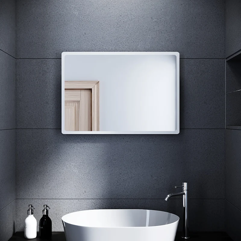 SONNI Badspiegel mit Beleuchtung 60x40 cm LED Badspiegel Wandschalter Badezimmerspiegel Wandspiegel Lichtspiegel IP44