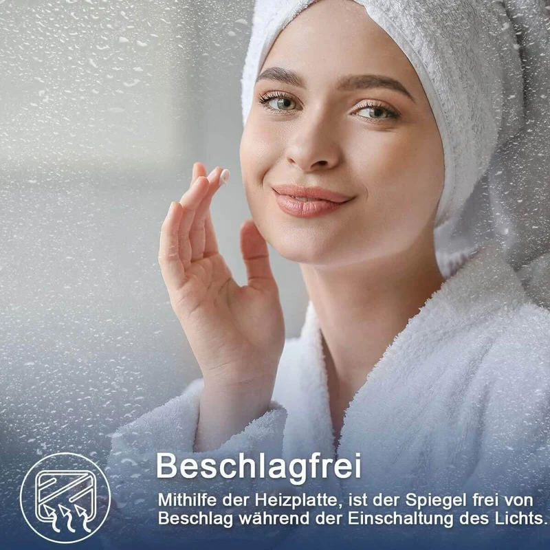 SONNI LED Spiegelschrank mit Beleuchtung 50 × 70cm Aluminium beschlagfrei Kabelloses Scharnier Design, Badezimmerschrank mit Spiegel und Steckdose für Badezimmer IP44 wasserdiht
