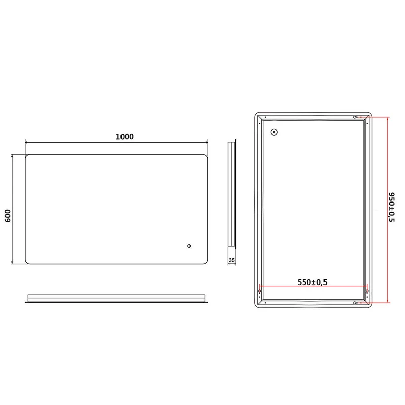 SONNI Badezimmer LED Spiegel Badspiegel mit Beleuchtung Touchschalter 100x60cm GTBM0816