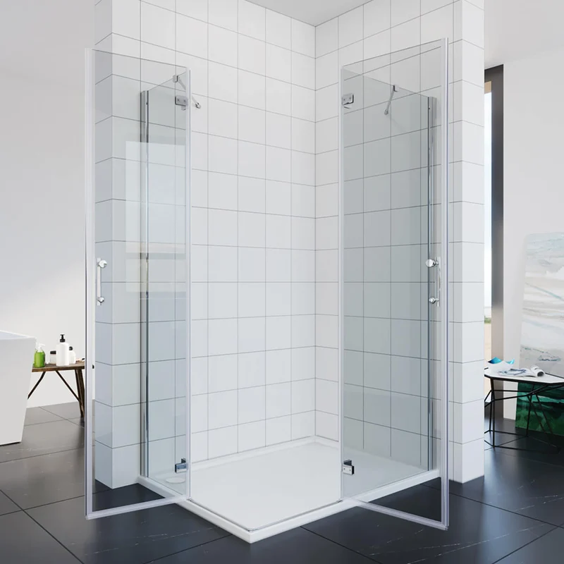 SONNI Duschkabine Eckeinstieg Scharniertür ESG Glastür 80-120cm Höhe 195cm Rechteckig
