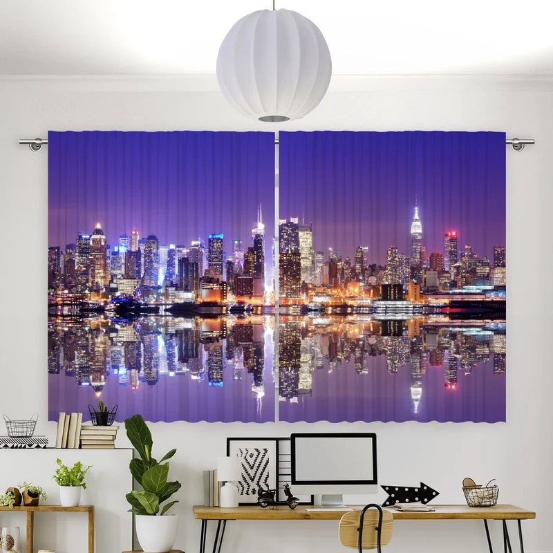 Vorhang Motiv "Skyline Manhatten Nacht"