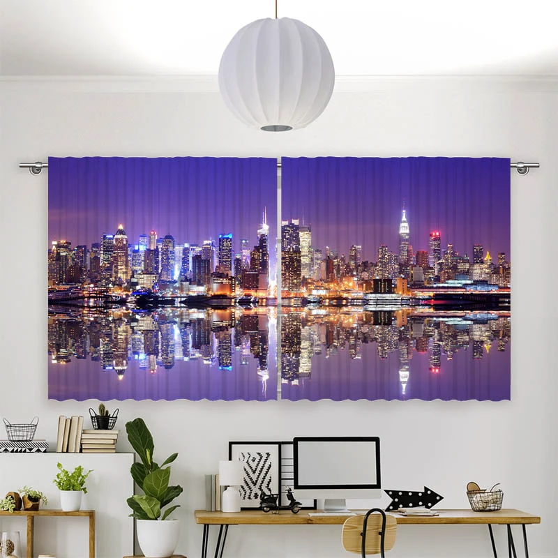 Vorhang Motiv "Skyline Manhatten Nacht"