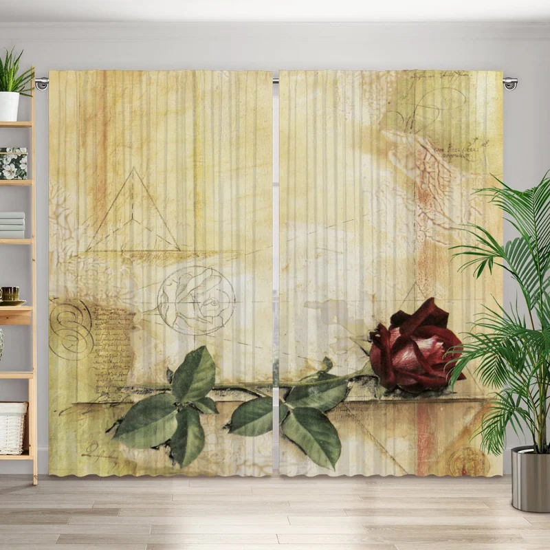 Vorhang Motiv "Retro Rose"