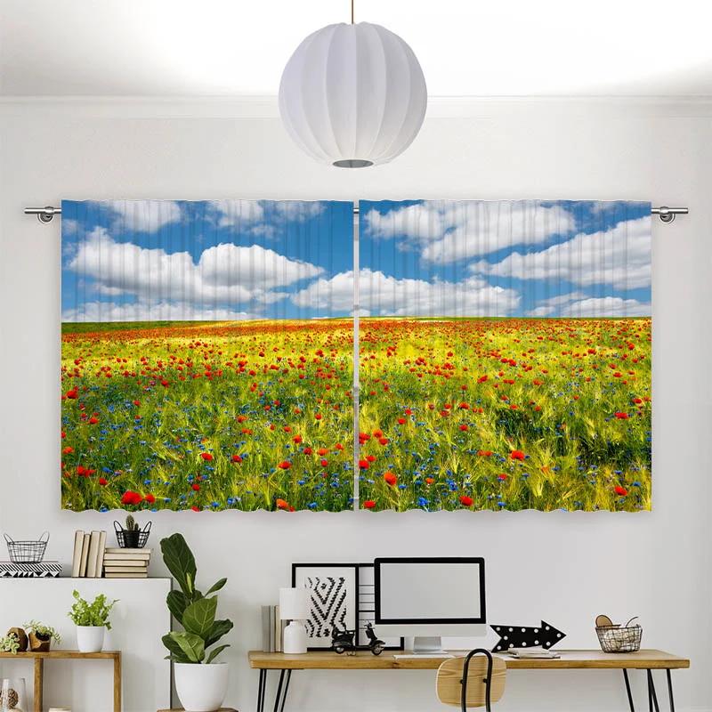 Vorhang Motiv "Kornfeld Mohnblumen Feld"